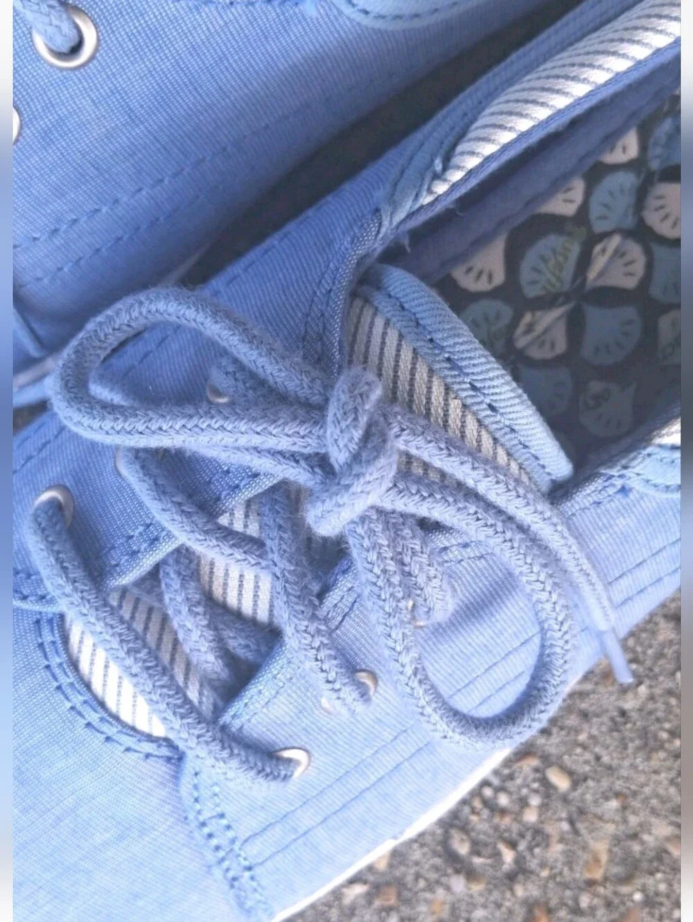 GRASSHOPPER Chambray Lace Up Arch Support Wedge Walking Shoes NWT